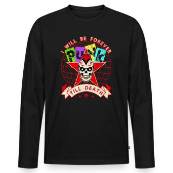 Punk pour toujours jusqu’à la mort Mohawk Crâne Grunge Art - T-shirt manches longues Premium bio Homme - noir - Devant - Nico (187cm)