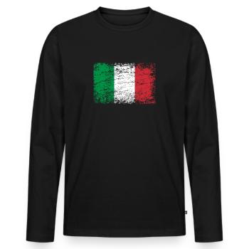 Italien italienisch Flagge Fahne used-look Italia - Männer Premium Bio Langarmshirt - Schwarz - Vorne - Nico (187cm)