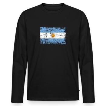 Argentine drapeau drapeau argentin Tango - T-shirt manches longues Premium bio Homme - noir - Devant - Nico (187cm)
