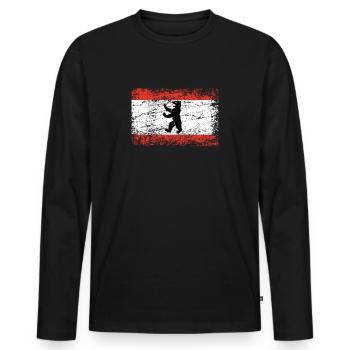 Drapeau de mur des ours de berlin drapeau usé-look - T-shirt manches longues Premium bio Homme - noir - Devant - Nico (187cm)