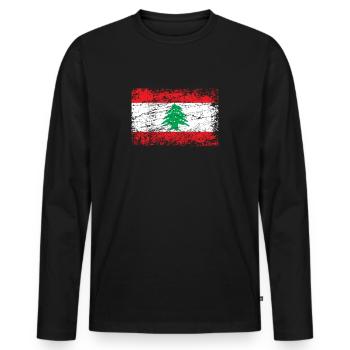 Libanon libanesisch Flagge Fahne - Männer Premium Bio Langarmshirt - Schwarz - Vorne - Nico (187cm)