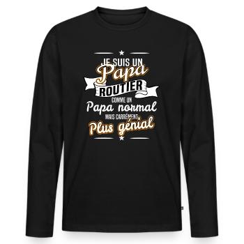 Routier - T-shirt manches longues Premium bio Homme - noir - Devant - Nico (187cm)