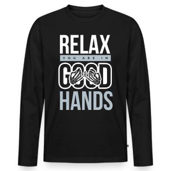 physiotherapy - Men's Premium Organic Long Sleeve Shirt - black - Front - Nico (187cm)