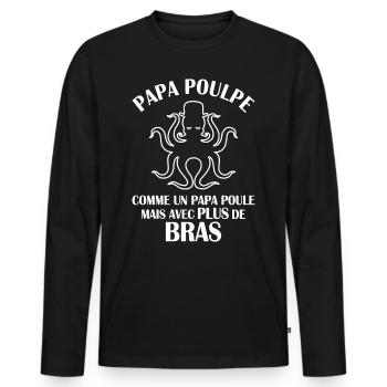 Papa Poulpe Cadeau Drôle Papa - T-shirt manches longues Premium bio Homme - noir - Devant - Nico (187cm)