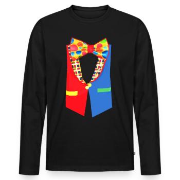 Clown,Carnival,Costume,Colorful Clown,Bow Tie - Men's Premium Organic Long Sleeve Shirt - black - Front - Nico (187cm)