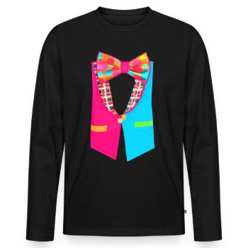 Clown,Carnival,Costume,Colorful Clown,Bow Tie - Men's Premium Organic Long Sleeve Shirt - black - Front - Nico (187cm)