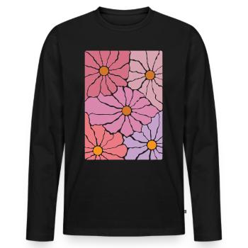 Boho Flora Flowers - Men's Premium Organic Long Sleeve Shirt - black - Front - Nico (187cm)