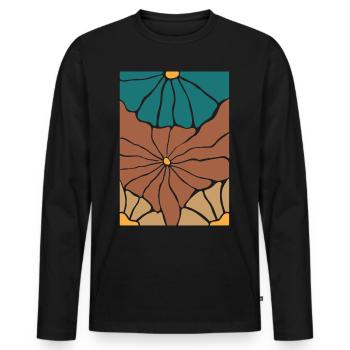 Boho Flora Flowers - Men's Premium Organic Long Sleeve Shirt - black - Front - Nico (187cm)