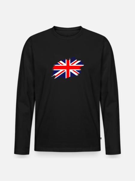 Royaume-Uni Drapeau Union Drapeau Royaume-Uni - T-shirt manches longues Premium bio Homme - noir
