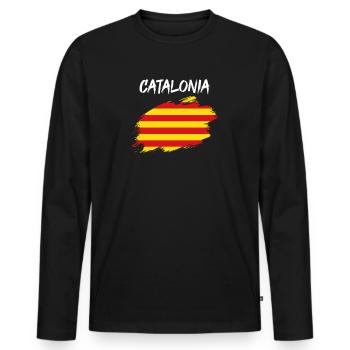 Catalonia Catalan flag flag - Men's Premium Organic Long Sleeve Shirt - black - Front - Nico (187cm)