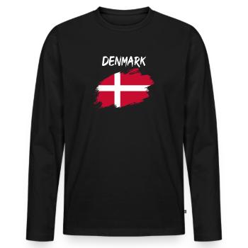 Drapeau danois drapeau drapeau danois - T-shirt manches longues Premium bio Homme - noir - Devant - Nico (187cm)