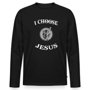 Jesus Christentum Messias Erlöser Gott Spruch - Männer Premium Bio Langarmshirt - Schwarz - Vorne - Nico (187cm)