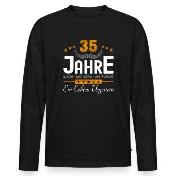 35. Jubiläum - Firmenjubiläum - Männer Premium Bio Langarmshirt - Schwarz - Vorne - Nico (187cm)