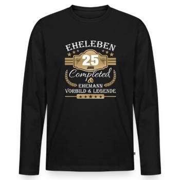Hochzeitstag Partnerlook - 25 Jahre Eheleben - Männer Premium Bio Langarmshirt - Schwarz - Vorne - Nico (187cm)