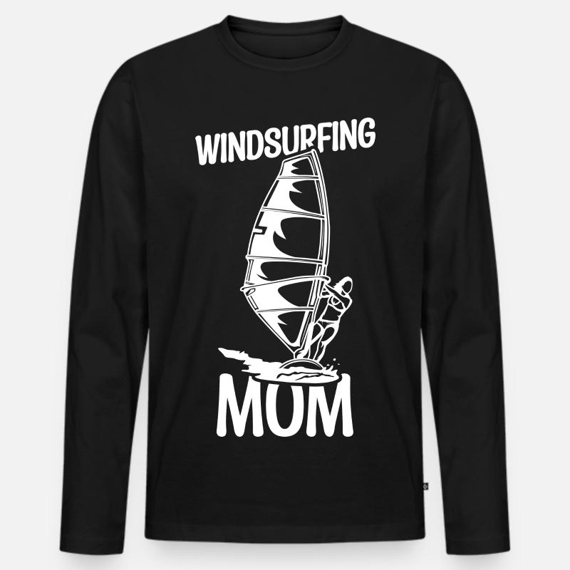 Windsurfer Mutter - Männer Premium Bio Langarmshirt - Schwarz