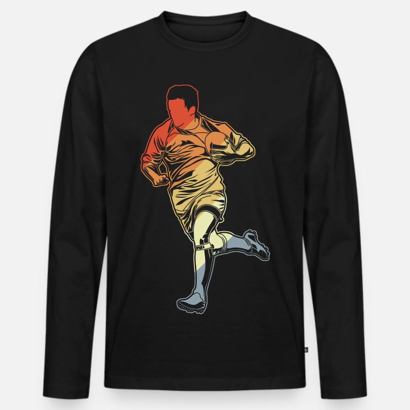 Rugby Sketch - Men's Premium Organic Long Sleeve Shirt - black