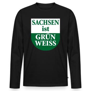 Saxony is green white state flag - Men's Premium Organic Long Sleeve Shirt - black - Front - Nico (187cm)