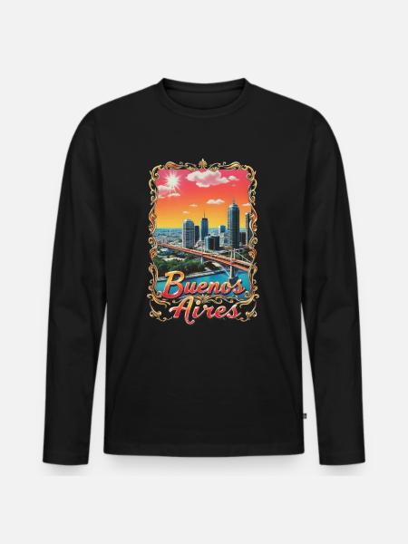 Buenos Aires Skyline – Argentine Cityscape - Men's Premium Organic Long Sleeve Shirt - black