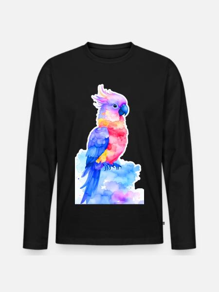 Kunterbunter Fantasie-Kakadu - Männer Premium Bio Langarmshirt - Schwarz