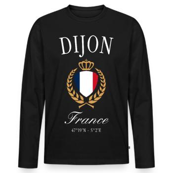 Dijon Frankreich Wappen Krone – Reise Souvenir - Männer Premium Bio Langarmshirt - Schwarz - Vorne - Nico (187cm)