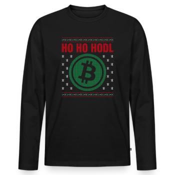Ho Ho Hodl Bitcoin Noël laid Noël BTC - T-shirt manches longues Premium bio Homme - noir - Devant - Nico (187cm)
