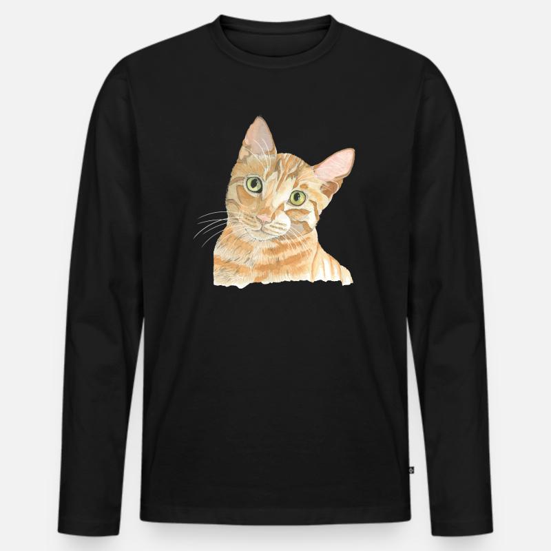 rote Katze - Männer Premium Bio Langarmshirt - Schwarz