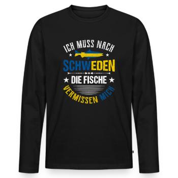 Schweden Angeltrip Angeltour Geschenk - Männer Premium Bio Langarmshirt - Schwarz - Vorne - Nico (187cm)
