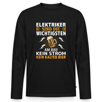 Elektriker sind die wichtigsten Elektriker - Männer Premium Bio Langarmshirt - Schwarz - Vorne - Nico (187cm)