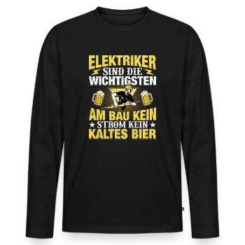 Elektriker sind die wichtigsten am Bau - Männer Premium Bio Langarmshirt - Schwarz - Vorne - Nico (187cm)