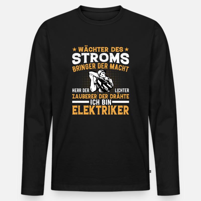 Wachter des Stroms Elektriker - Männer Premium Bio Langarmshirt - Schwarz