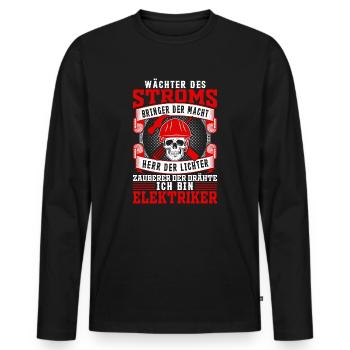 Elektriker Wächter des Stroms - Männer Premium Bio Langarmshirt - Schwarz - Vorne - Nico (187cm)
