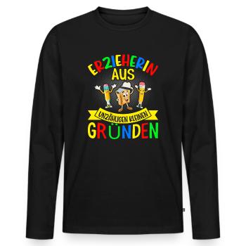 Erzieherin schönes Abschiedsgeschenk - Männer Premium Bio Langarmshirt - Schwarz - Vorne - Nico (187cm)