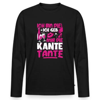 Kante Tante Feiern Party Geschenk - Männer Premium Bio Langarmshirt - Schwarz - Vorne - Nico (187cm)