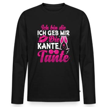 Ich bin die Kante Tante Party Feiern Geschenk - Männer Premium Bio Langarmshirt - Schwarz - Vorne - Nico (187cm)