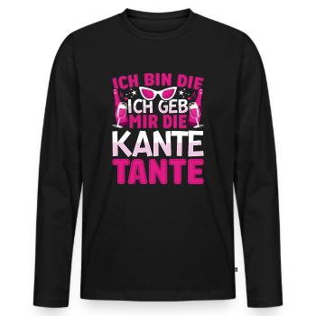Ich bin die ich geb mir die Kante Tante Feiern - Männer Premium Bio Langarmshirt - Schwarz - Vorne - Nico (187cm)