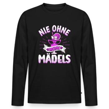 Frauen Mädels Freundinnen Feier - Männer Premium Bio Langarmshirt - Schwarz - Vorne - Nico (187cm)