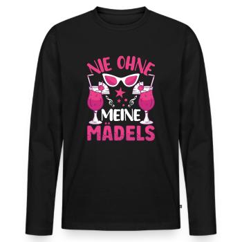 Mädels es eskalier eh nicht alleine - Männer Premium Bio Langarmshirt - Schwarz - Vorne - Nico (187cm)