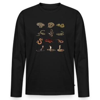 Verschiedene Schlangenarten - Männer Premium Bio Langarmshirt - Schwarz - Vorne - Nico (187cm)