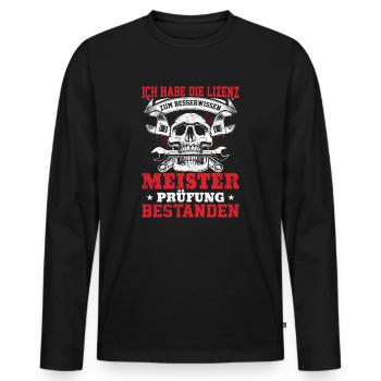 Meisterprüfung Bestanden Geschenk - Männer Premium Bio Langarmshirt - Schwarz - Vorne - Nico (187cm)
