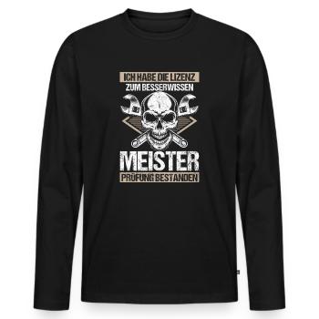 Meisterprüfung Geschenk Meister Bestanden - Männer Premium Bio Langarmshirt - Schwarz - Vorne - Nico (187cm)