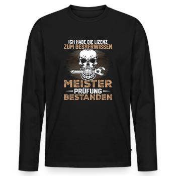 Meister Geschenk Meisterprüfung bestanden - Männer Premium Bio Langarmshirt - Schwarz - Vorne - Nico (187cm)