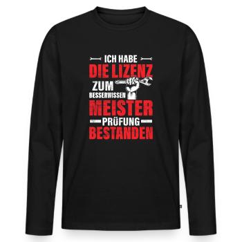 Meisterprüfung Bestanden Mechaniker Schlosser - Männer Premium Bio Langarmshirt - Schwarz - Vorne - Nico (187cm)