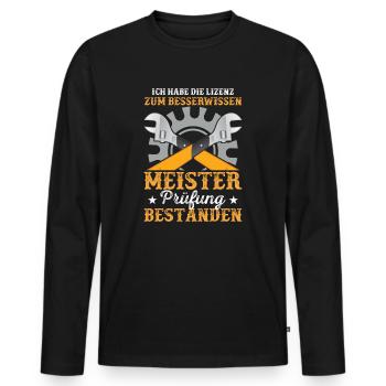Schlosser Mechatroniker Meisterprüfung bestanden - Männer Premium Bio Langarmshirt - Schwarz - Vorne - Nico (187cm)