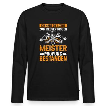 Meisterprüfung bestanden - Männer Premium Bio Langarmshirt - Schwarz - Vorne - Nico (187cm)
