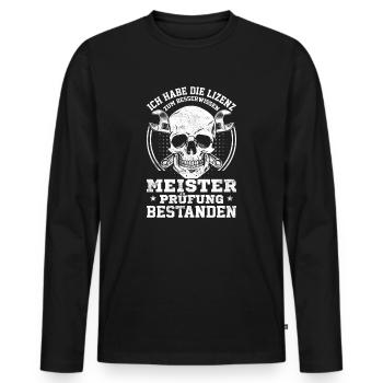 Meister Meisterprüfung Bestanden Geschenk - Männer Premium Bio Langarmshirt - Schwarz - Vorne - Nico (187cm)