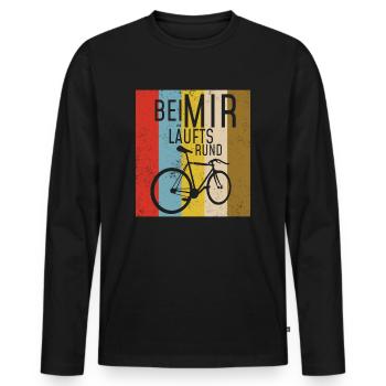 BEI MIR LÄUFTS RUND - FAHRRAD MOTIV HOBBY RADLER - Männer Premium Bio Langarmshirt - Schwarz - Vorne - Nico (187cm)
