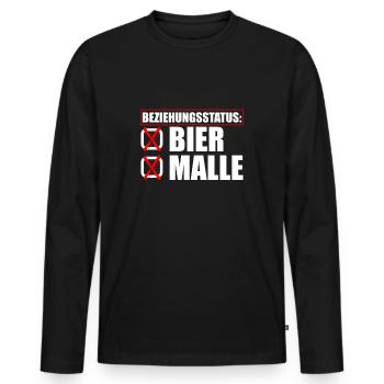 Lustiger Mallorca Spruch - Beziehungsstatus Malle - Männer Premium Bio Langarmshirt - Schwarz - Vorne - Nico (187cm)