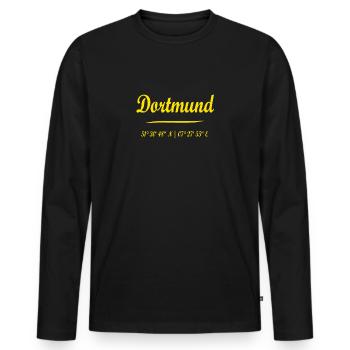 Dortmund - Men's Premium Organic Long Sleeve Shirt - black - Front - Nico (187cm)