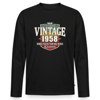 Vintage 1958 - Men's Premium Organic Long Sleeve Shirt - black - Front - Nico (187cm)