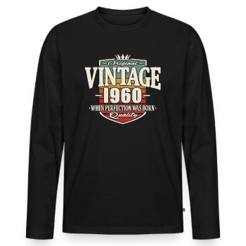 Vintage retro 1960 - T-shirt manches longues Premium bio Homme - noir - Devant - Nico (187cm)